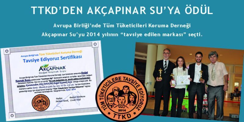 TTKD'den AKÇAPINAR SUYA ÖDÜL