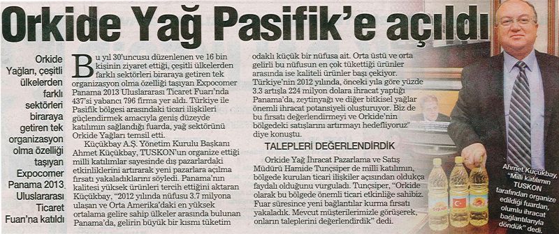 Orkide Yağı Pasifik'e Açıldı